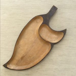 Vintage Wooden Tray MCM Abstract Leaf Shape Botanical Mid Century Zen